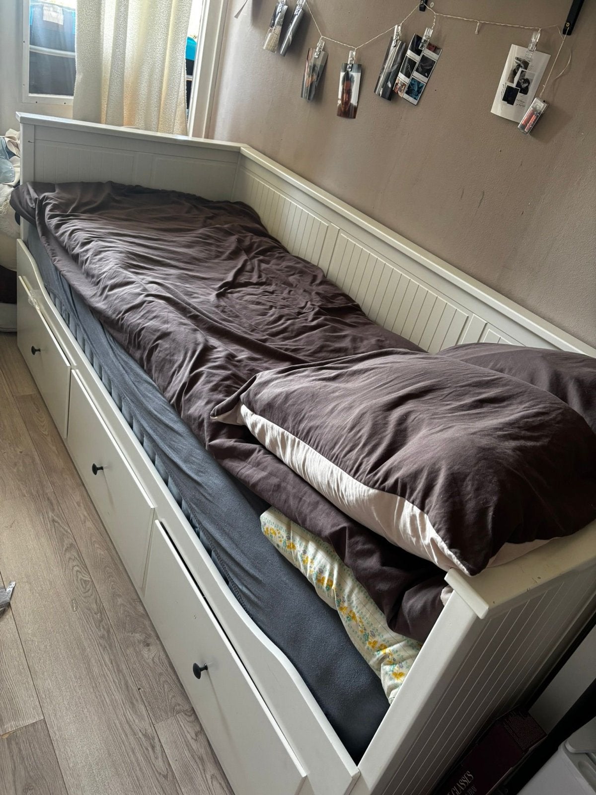 IKEA Hemnes bedbank met 3 lades - wit, Ophalen, Wit, Tweepersoons, 80 cm