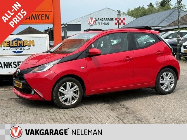 Toyota Aygo 1.0 VVT-i 69pk 5Deurs x-clusiv Cabriodak! rijkla, Auto's, Voorwielaandrijving, Stof, Gebruikt, Zwart