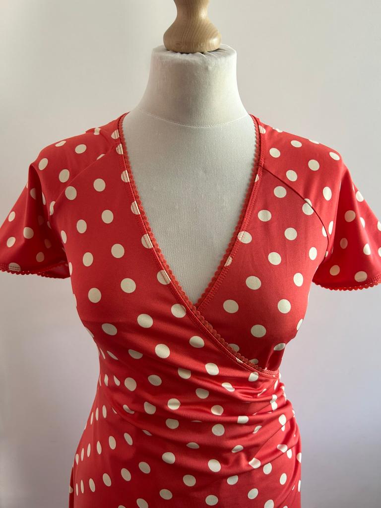 King Louie maat L polka koraal witte crossdress jurk 3280, Kleding | Dames, Jurken, Maat 42/44 (L), Oranje, Ophalen of Verzenden