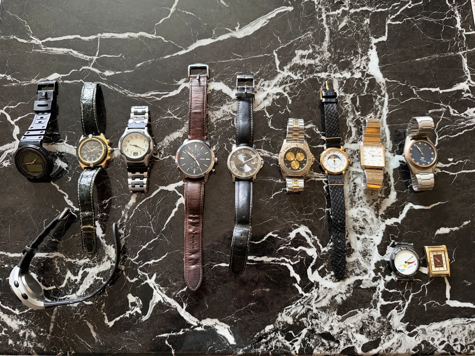 Partij oude horloges, sommige werkend - koopje!, Staal, Met bandje, Polshorloge, 1960 of later