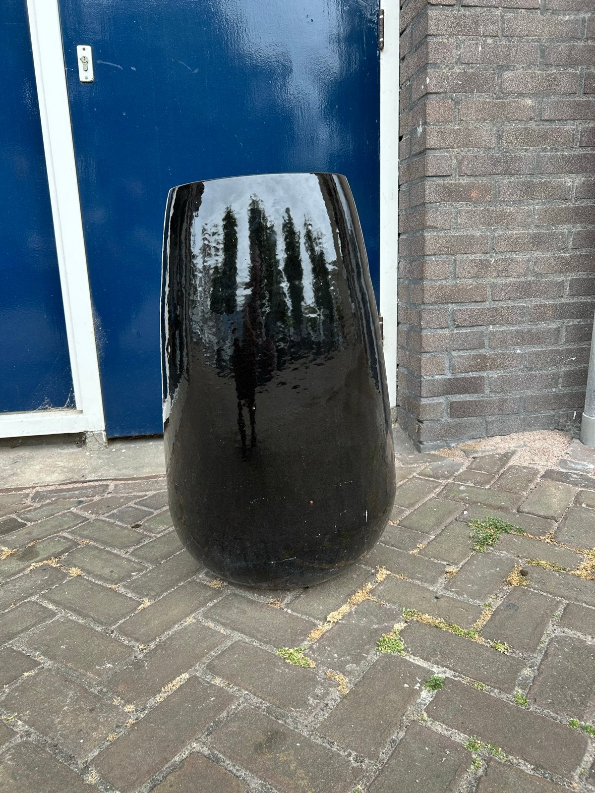 Glanzende aardewerk Bloempot - Stijlvol en Modern, Gebruikt, Rond, Binnen, Aardewerk