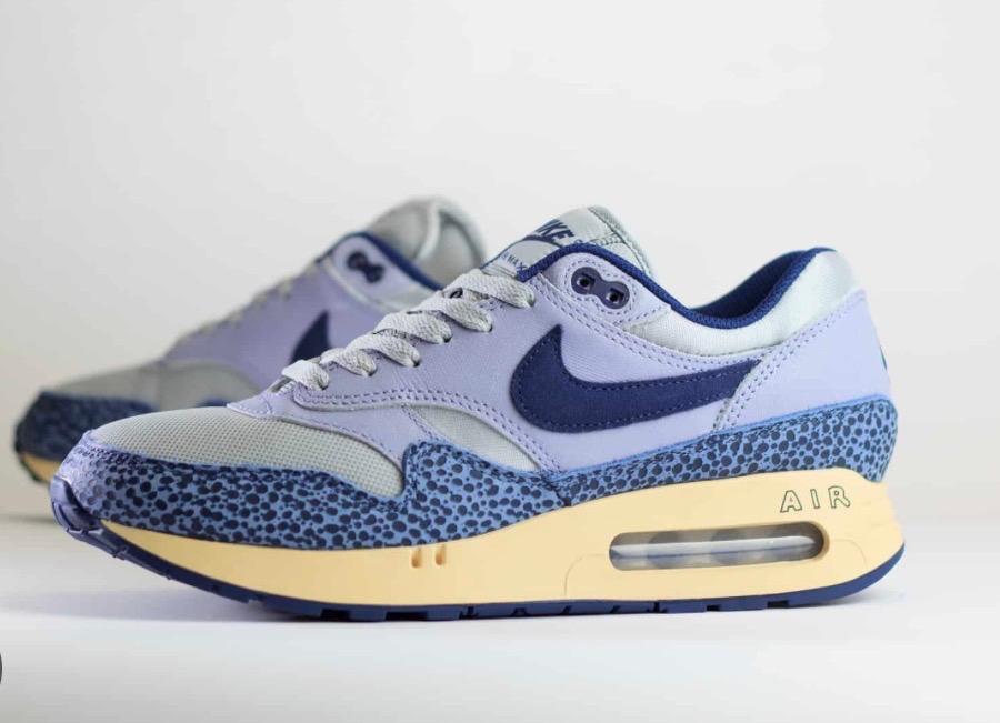 Nike Air Max 1 maat 43 Big Bubble Lost Sketch Blue Safari, Ophalen, Nieuw, Blauw, Sneakers of Gympen