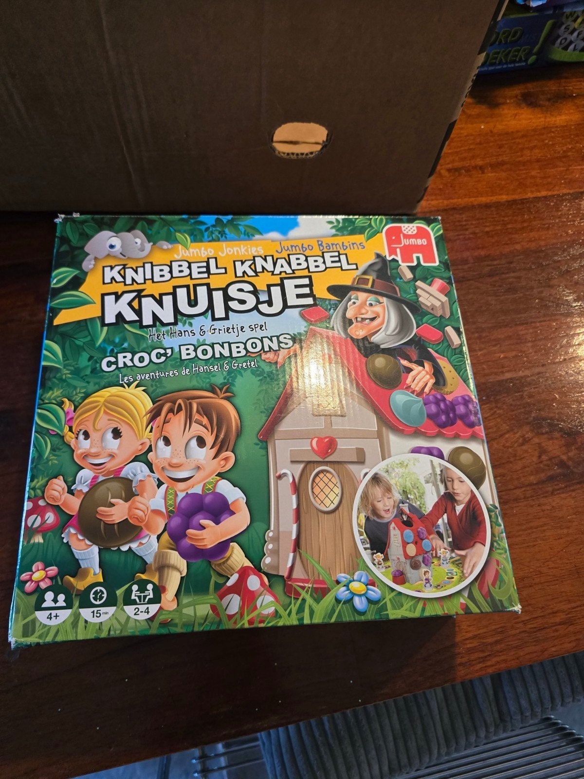 Jumbo Knibbel Knabbel Knuisje - Het Hans & Grietje spel, Drie of vier spelers, Ophalen of Verzenden, Zo goed als nieuw, Jumbo
