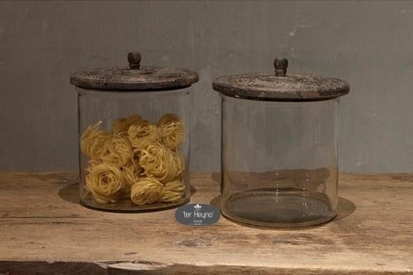 Glazen voorraadpot L pot deksel glas stoer sober landelijk, Verzenden, Nieuw, Glas