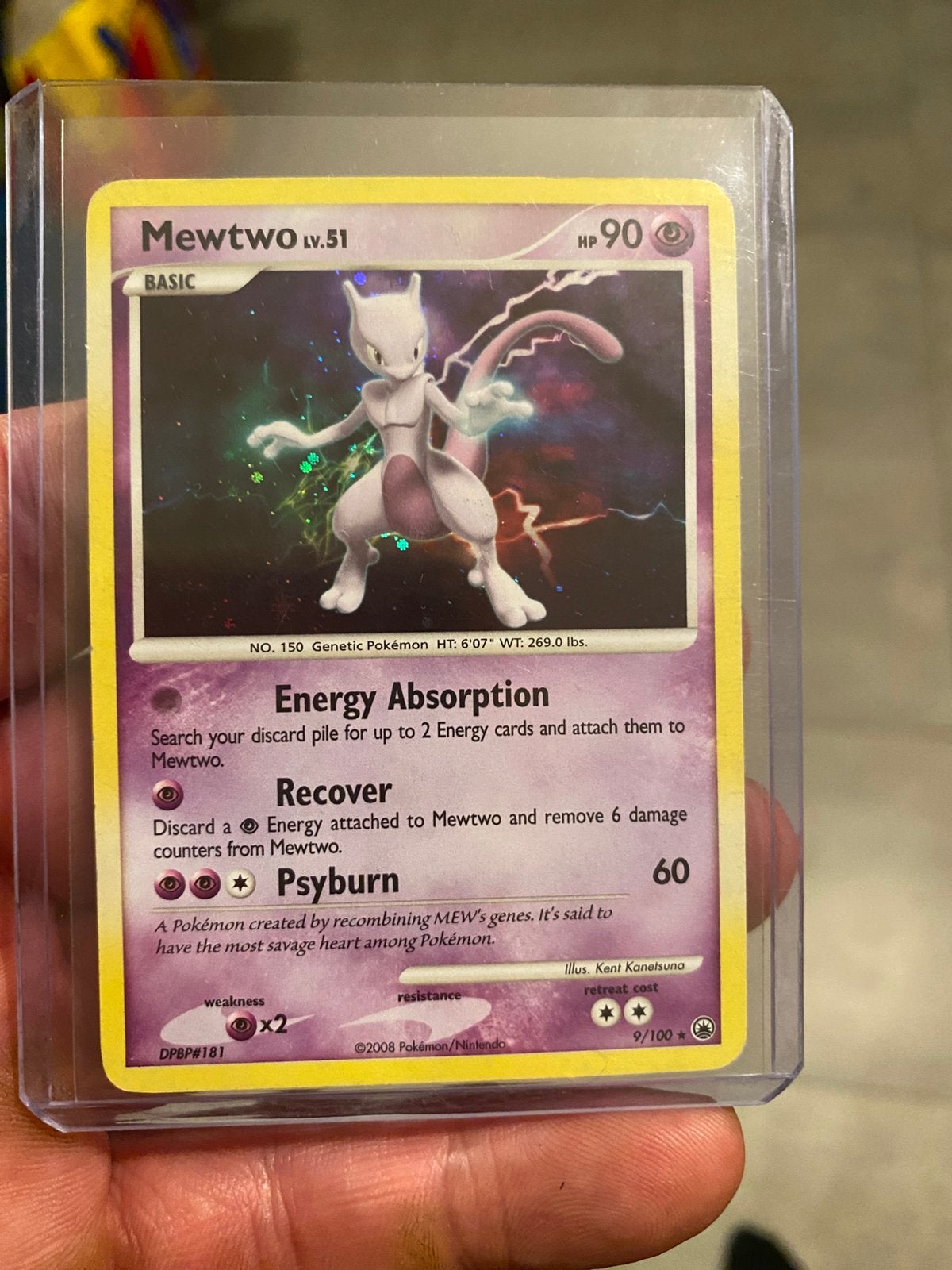 Mewtwo vintage holo kaart zeldzaam, Verzenden, Zo goed als nieuw