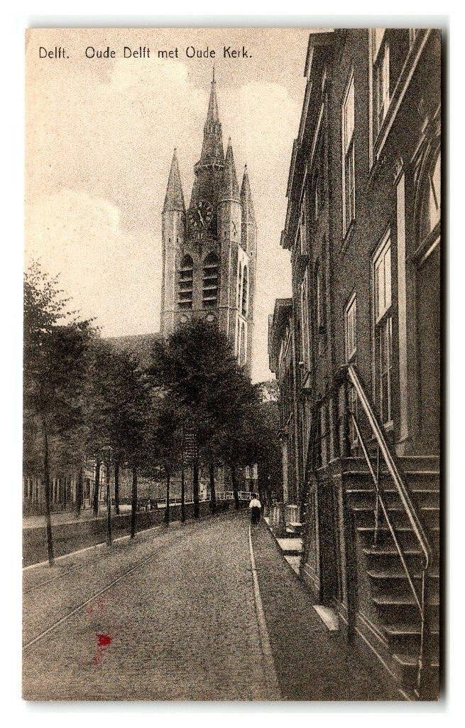 Delft, Oude Delft met Oude Kerk, Verzenden, Voor 1920, Ongelopen, Zuid-Holland