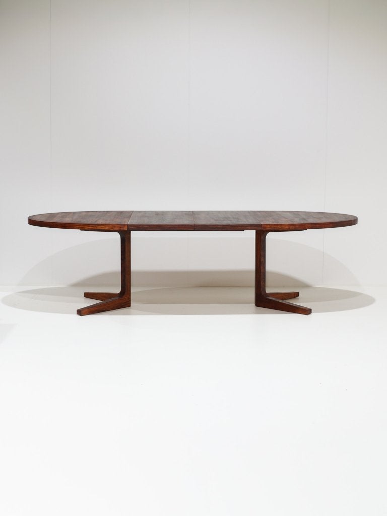 Ovale eettafel uitschuifbaar Dyrlund palissander 1960s Deens, Ophalen, 100 tot 150 cm, -, -