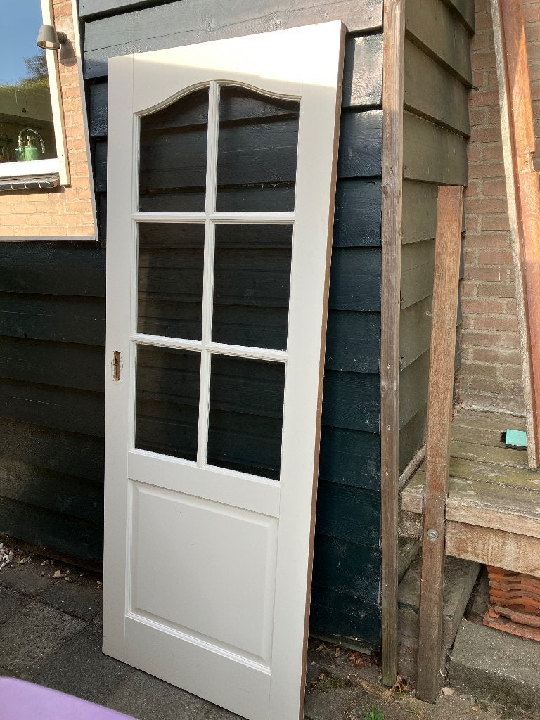 Binnendeur met glas, Ophalen, Gebruikt, Minder dan 80 cm, Binnendeur