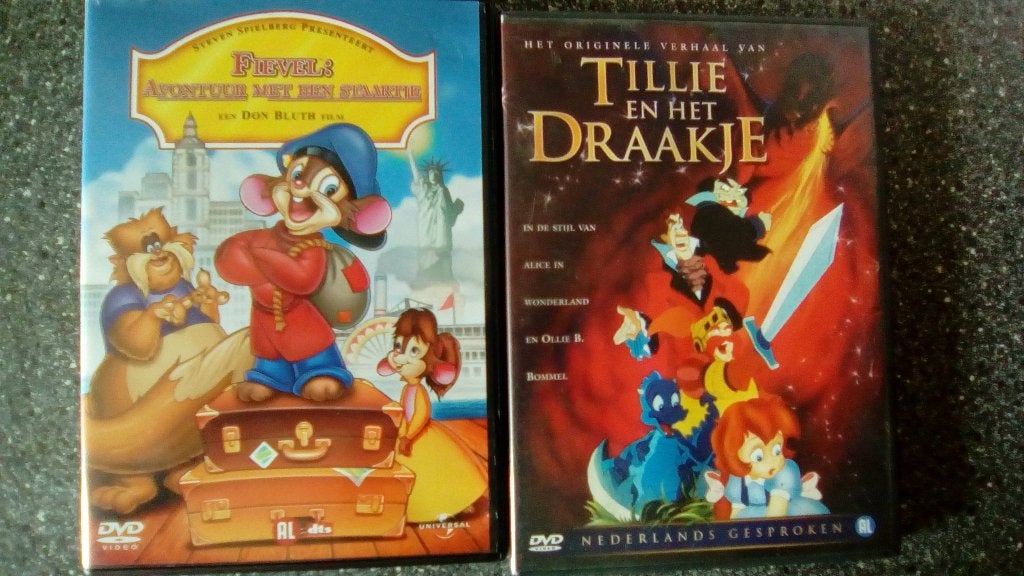 SETJE VAN 2 ANIMATIEFILMS, (FIEVEL, TILLIE EN HET DRAAKJE), Gebruikt, Tekenfilm, Ophalen of Verzenden, Alle leeftijden