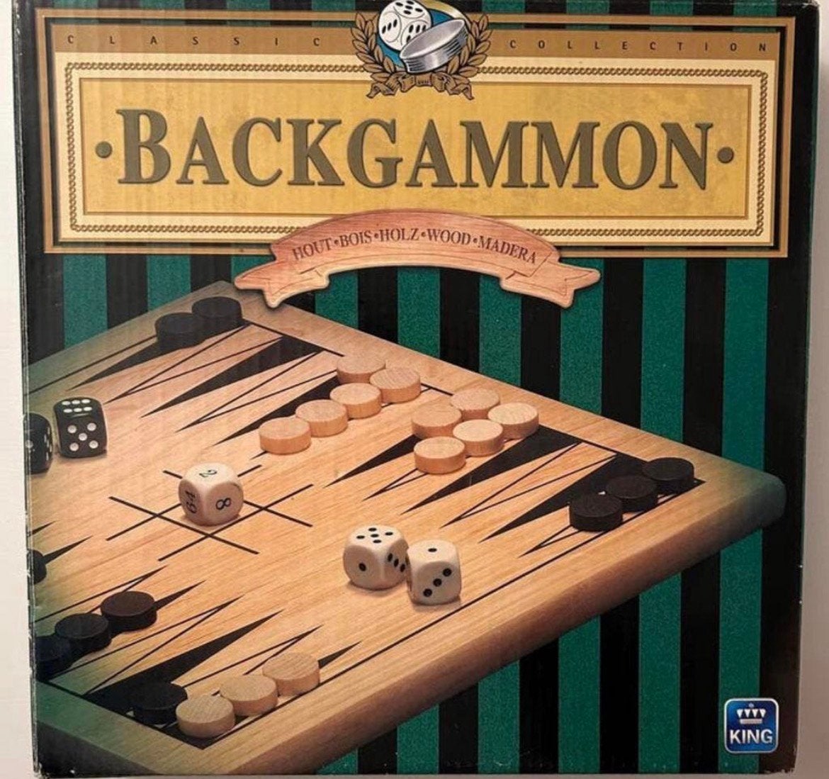 King Backgammon Hout in NIEUWSTAAT, Een of twee spelers, Ophalen of Verzenden, Zo goed als nieuw