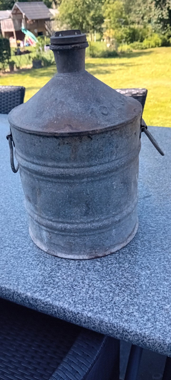 Oude zinken petroleum kruik, Antiek en Kunst, Curiosa en Brocante, Ophalen of Verzenden