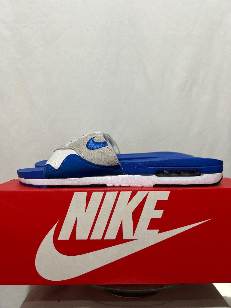 ALS NIEUW + DOOS Maat 49,5 - Nike Air Max 1 Slide Royal Blue