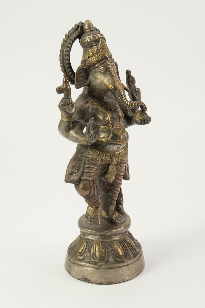 Antiek bronzen beeld van dansende Ganesha, Minder dan 20 cm, Ophalen of Verzenden, Beeld, Azië