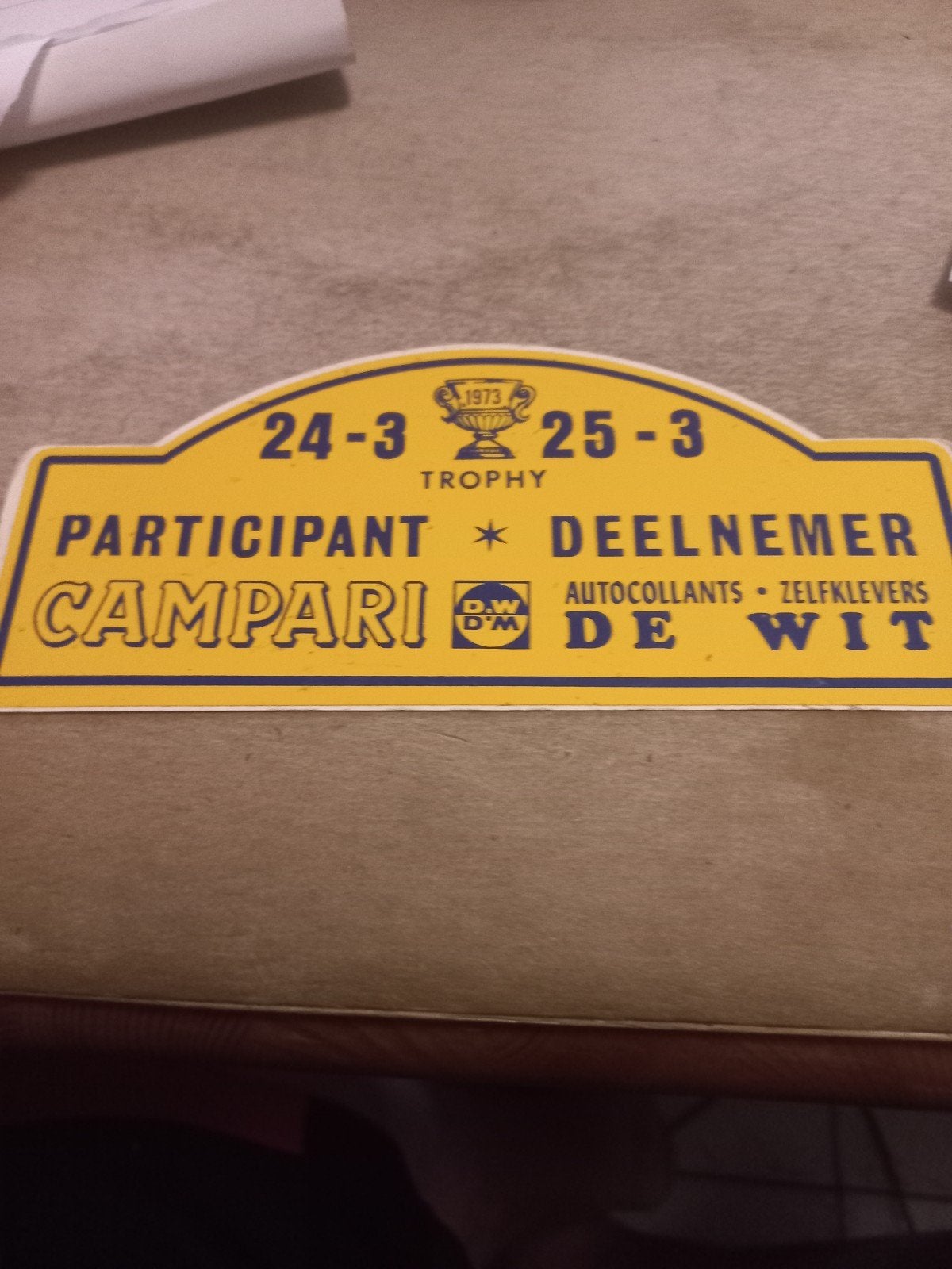 Vintage Campari Rally Deelnemer Sticker 1973, Ophalen of Verzenden
