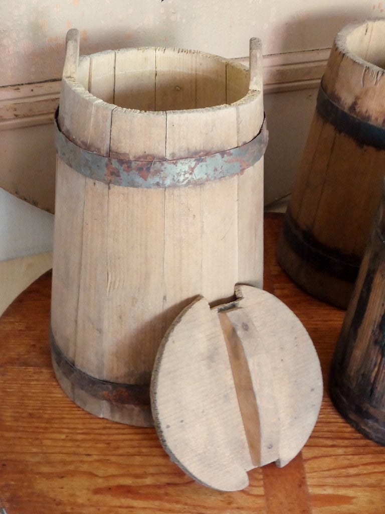 STOER antieke houten pot met deksel / landelijk, Antiek en Kunst, Ophalen of Verzenden