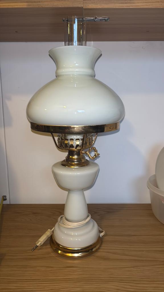 Vintage olielamp / tafellamp - 40 cm, Ophalen, Gebruikt