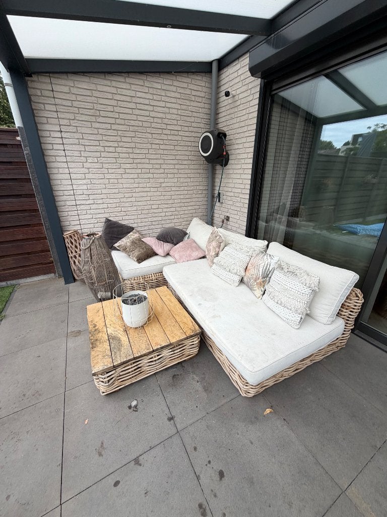 Loungeset met tafel en hocker, Tuin en Terras, Ophalen, Gebruikt, Bank, Loungeset