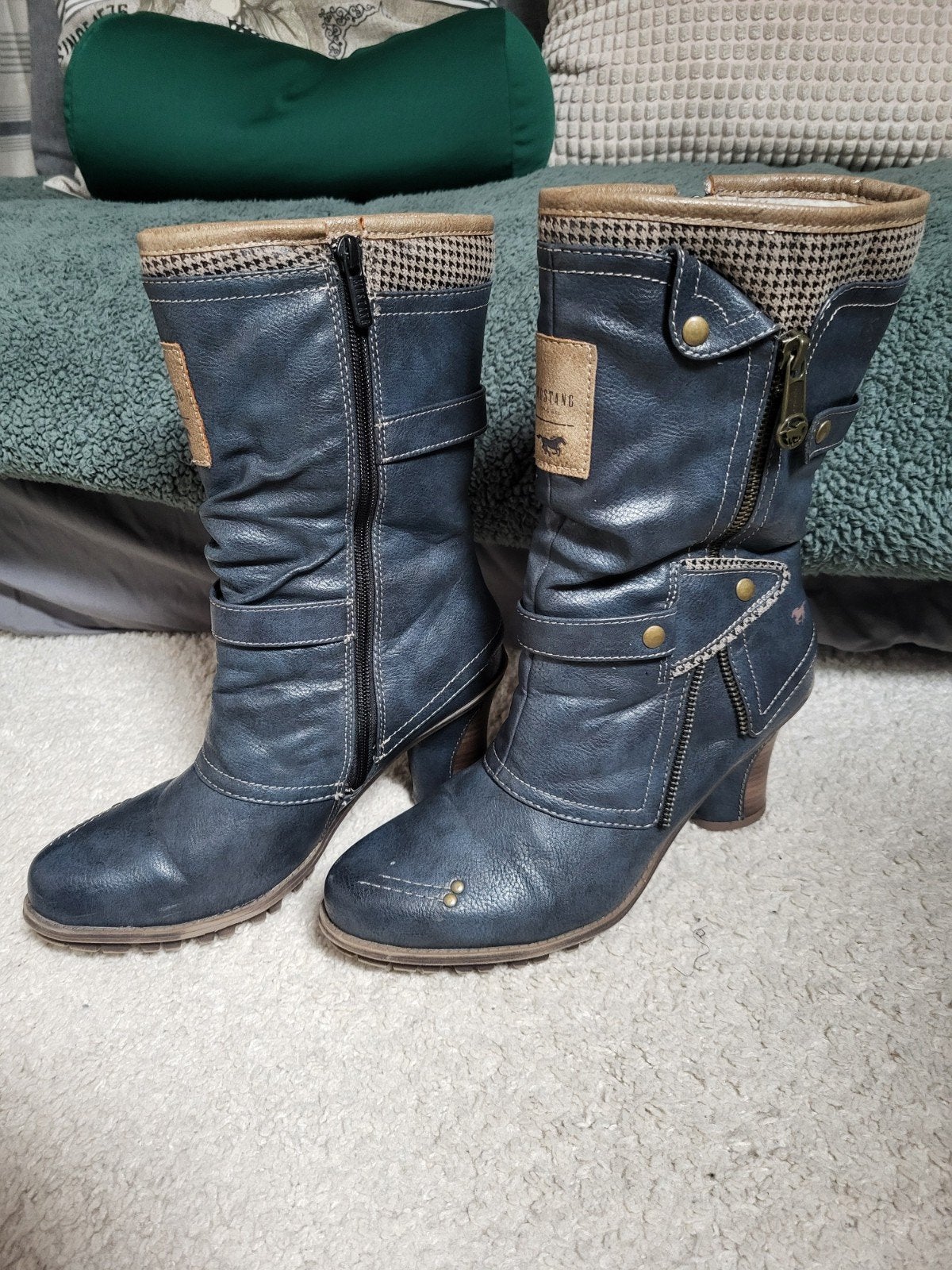 Mustang dameslaarzen - Blauw, maat 40, Ophalen, Blauw, Lage of Enkellaarzen, Zo goed als nieuw