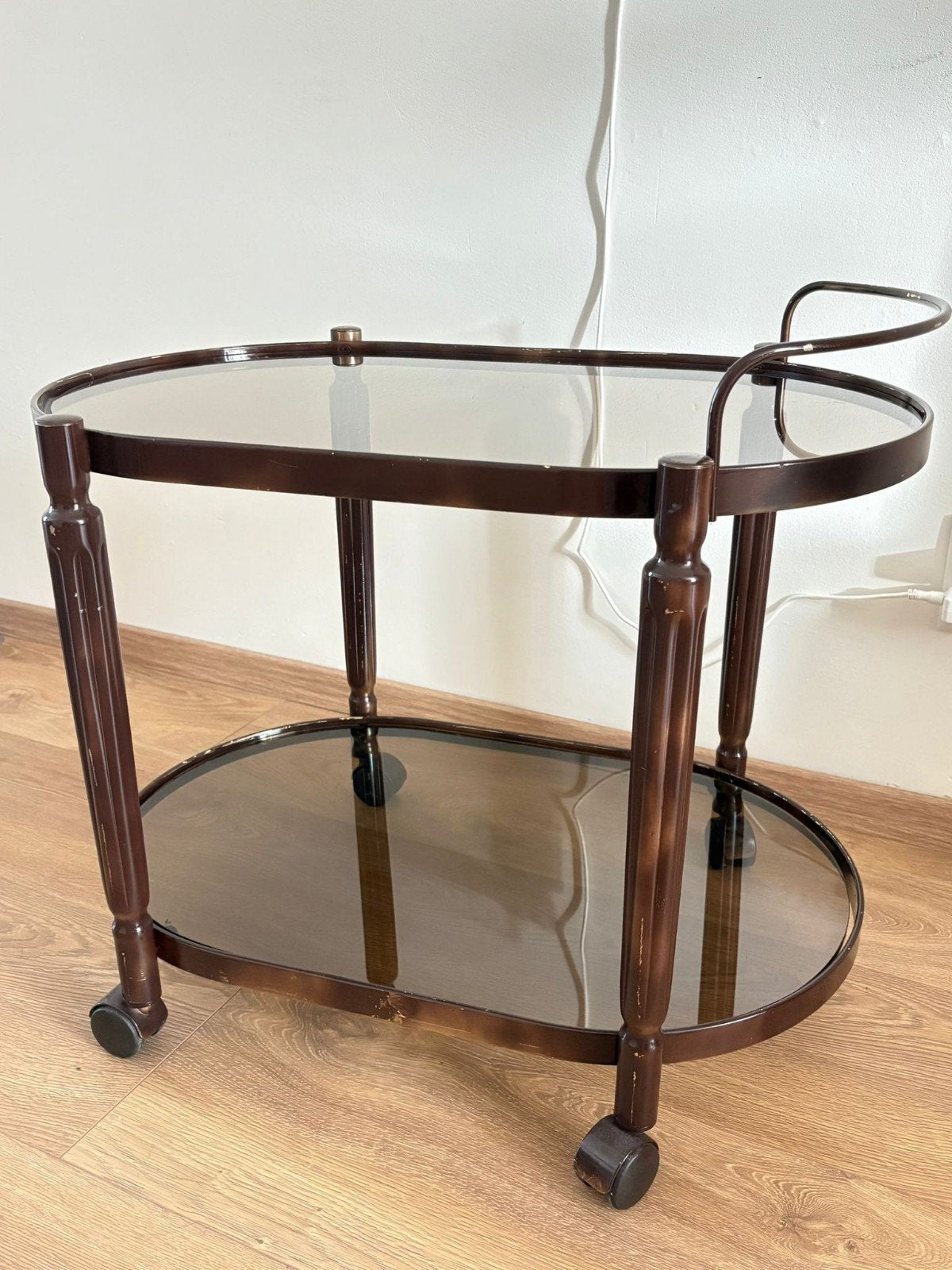 Vintage serveerwagen / theewagen met glazen platen, Ophalen of Verzenden