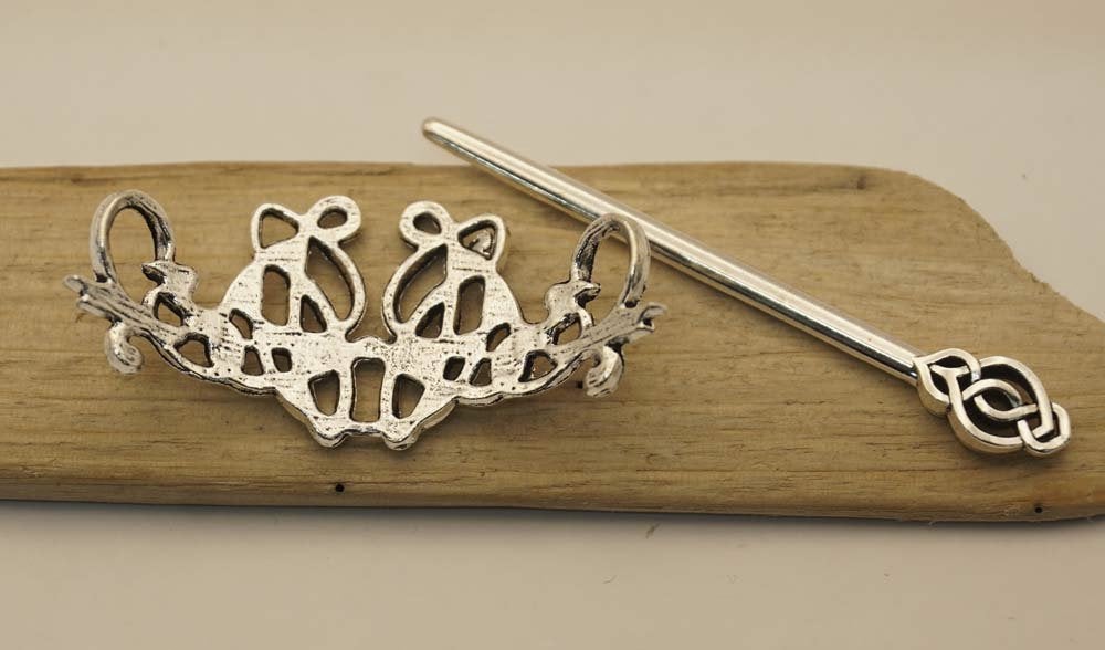 Haarspeld zilver 2 delige keltische knoop keltische haarstok, Importeur :  Riemen bretels, Marktplaats@riemen-bretels.nl, Haarspeld