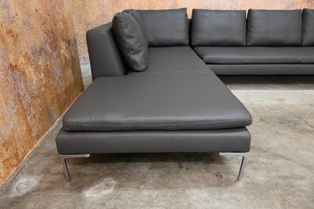OPNIEUW beklede leren B&B Italia Charles design hoekbank, Huis en Inrichting, Banken | Bankstellen, Hoekbank, 300 cm of meer, Ophalen of Verzenden