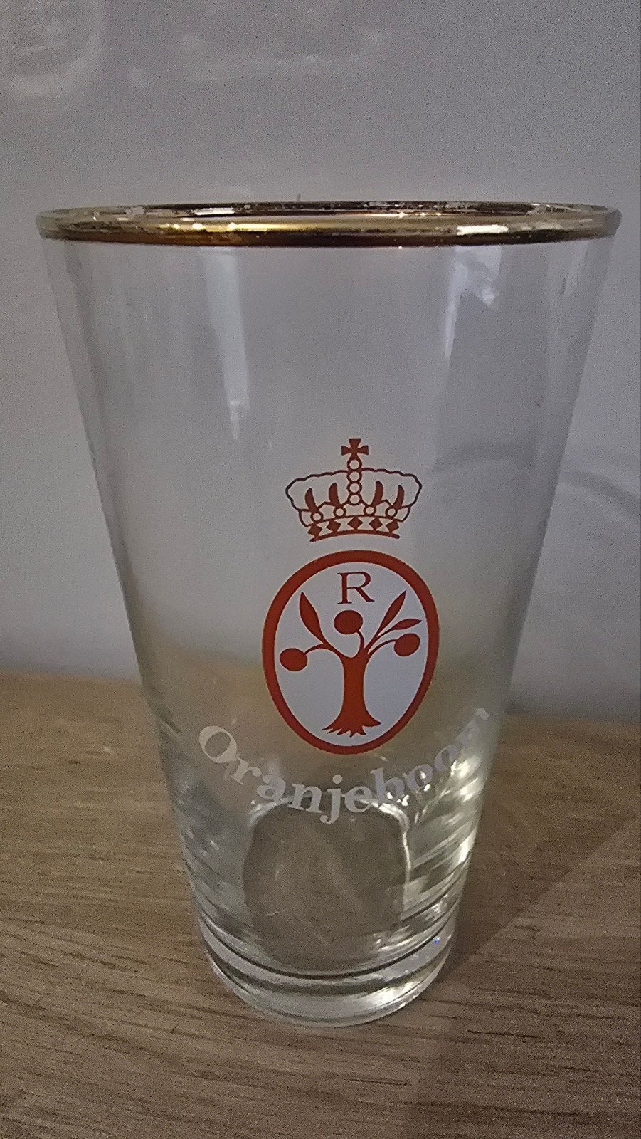 Vintage Oranjeboom bierglas met kroon en logo, Verzamelen, Ophalen of Verzenden