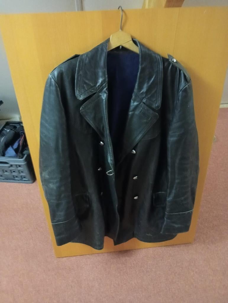 Vintage leren jas, Ophalen, Gedragen, Maat 56/58 (XL), Zwart