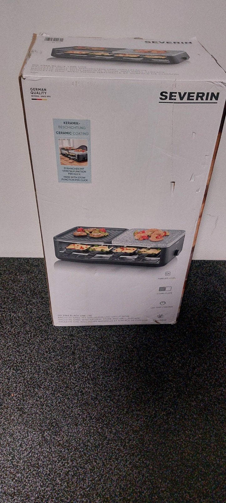 2x Severin Raclette Gourmet Grill met Keramische Coating, Ophalen of Verzenden, Gebruikt, Steen/keramiek, Zwart