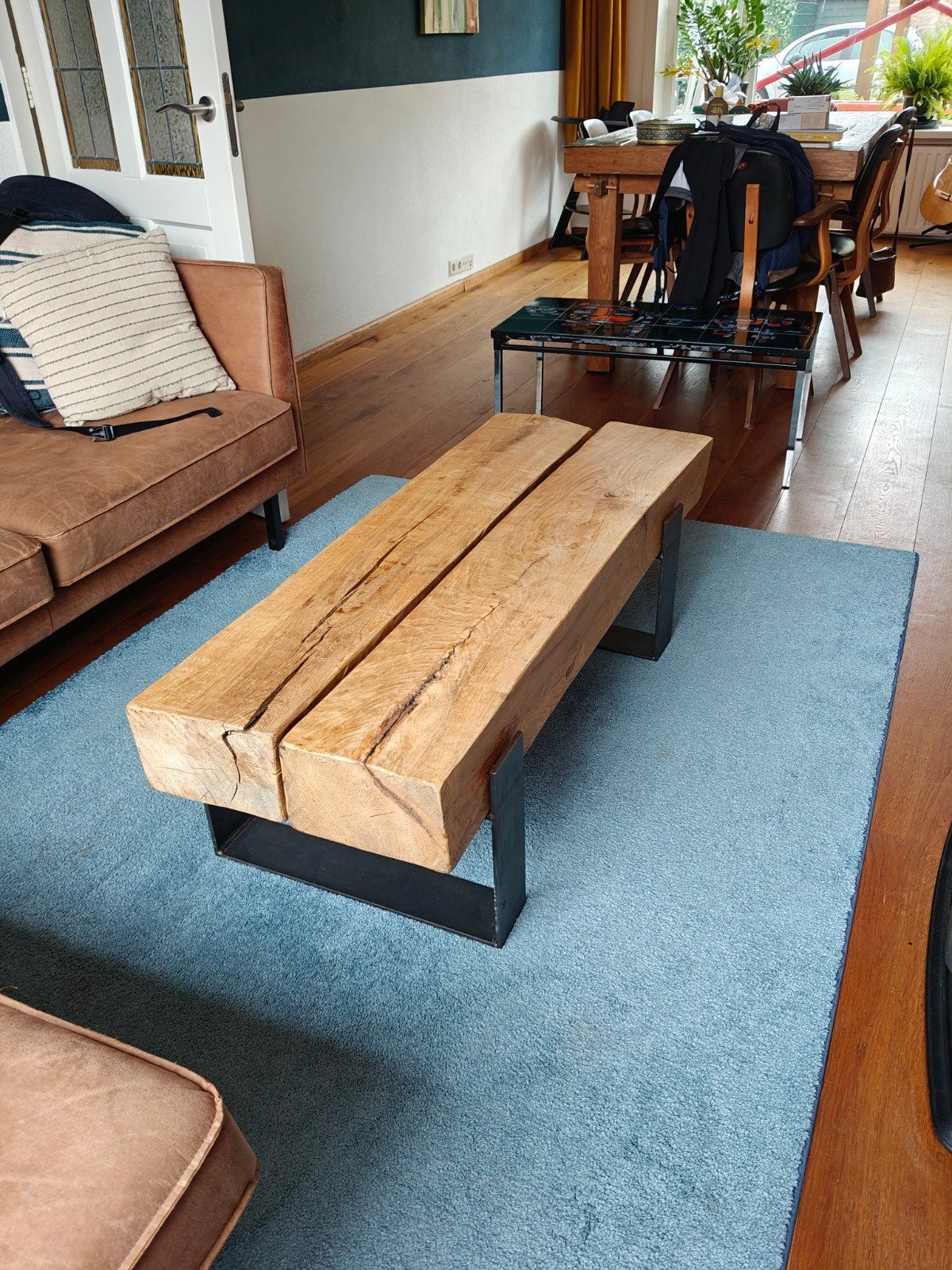 Robuuste salontafel, Ophalen, Minder dan 50 cm, 100 tot 150 cm, Eikenhout