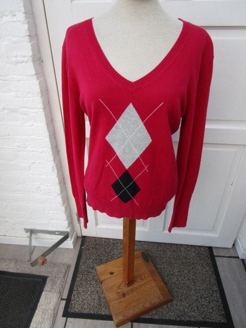 Mooie  Tommy Hilfiger dames trui, Argyle, M valt als L, Ophalen, Maat 42/44 (L), Zo goed als nieuw, Rood
