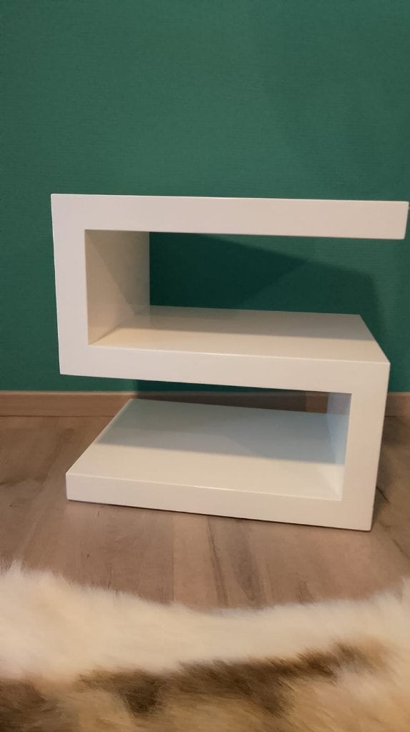 Bijzet tafeltje zgan hoogglans wit, Minder dan 55 cm, Zo goed als nieuw, Modern, Rechthoekig