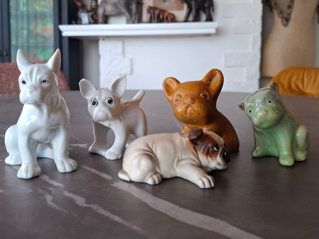 Lot van 5 bulldog beeldjes, Ophalen of Verzenden, Gebruikt, Dier
