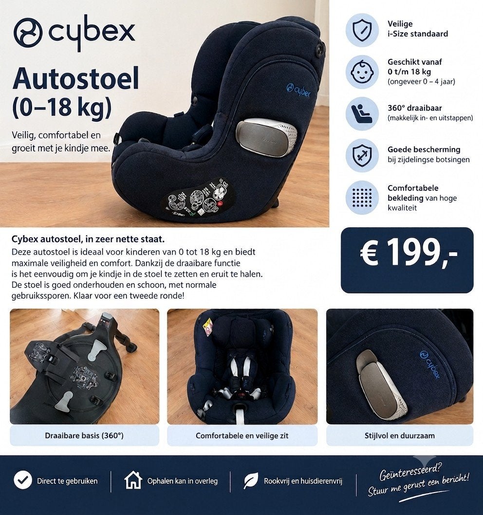 Cybex Autostoel 0-30 kg met onderstel - Z.G.A.N., Overige merken, Verstelbare rugleuning, 0 t/m 18 kg, Ophalen of Verzenden