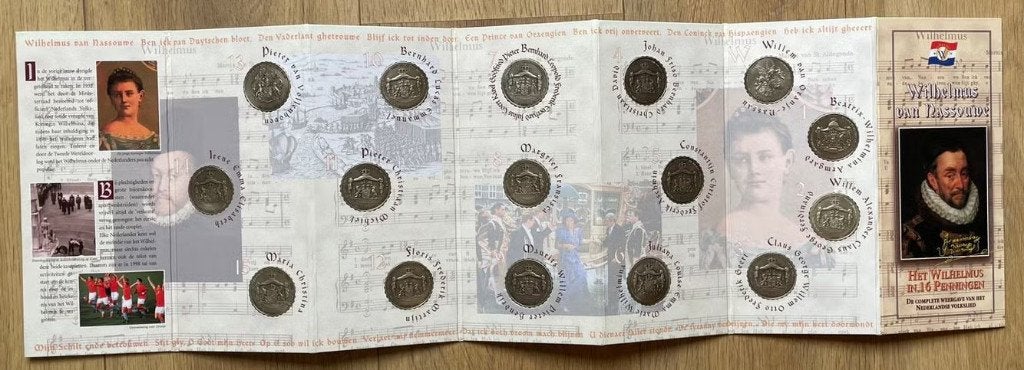 Het Wilhelmus in 16 Penningen - Koningshuis Collectie, Verzenden, Brons, Nederland