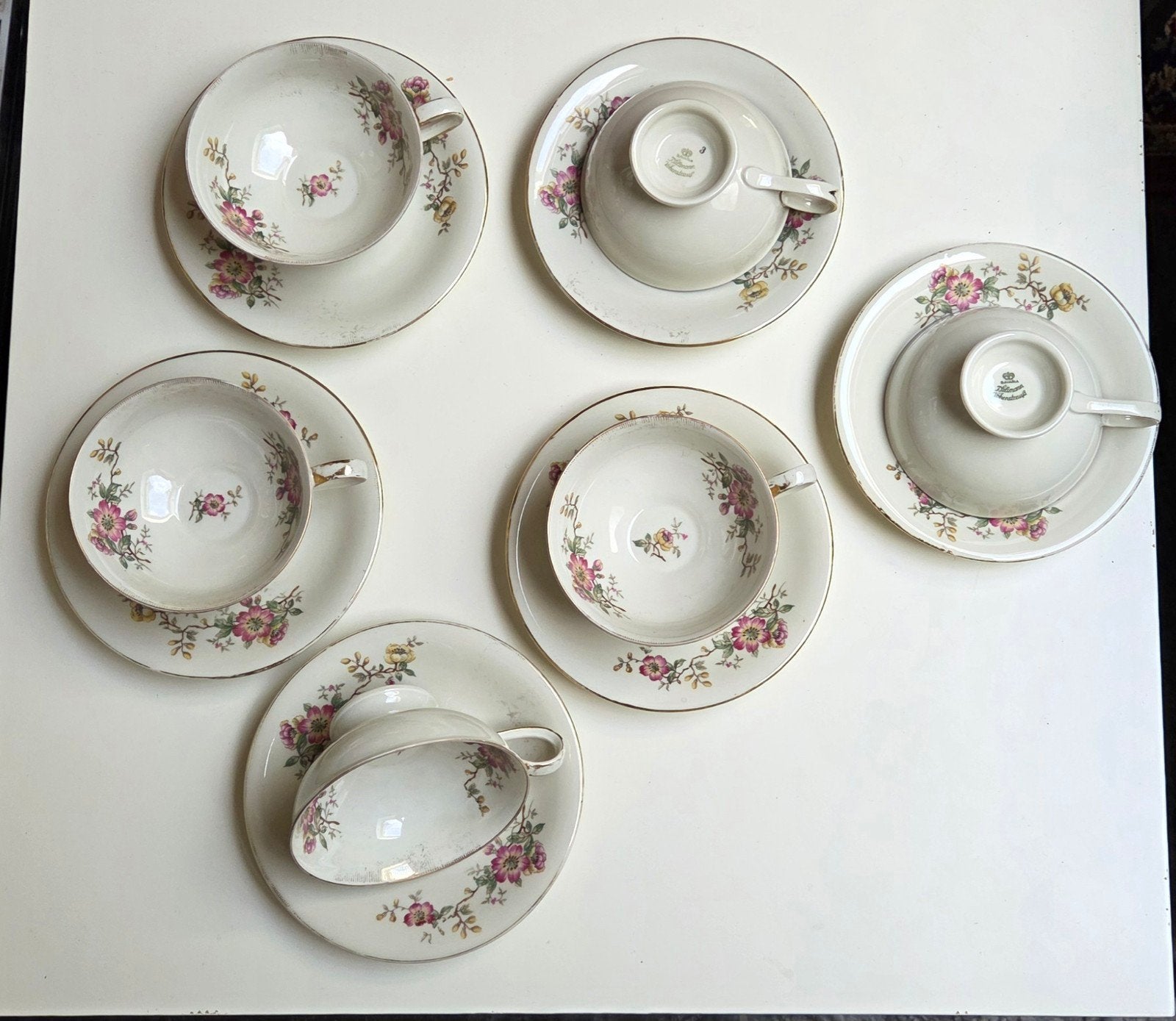 Vintage Bavaria Schumann Arzberg theekopjes met bloemmotief, Ophalen of Verzenden