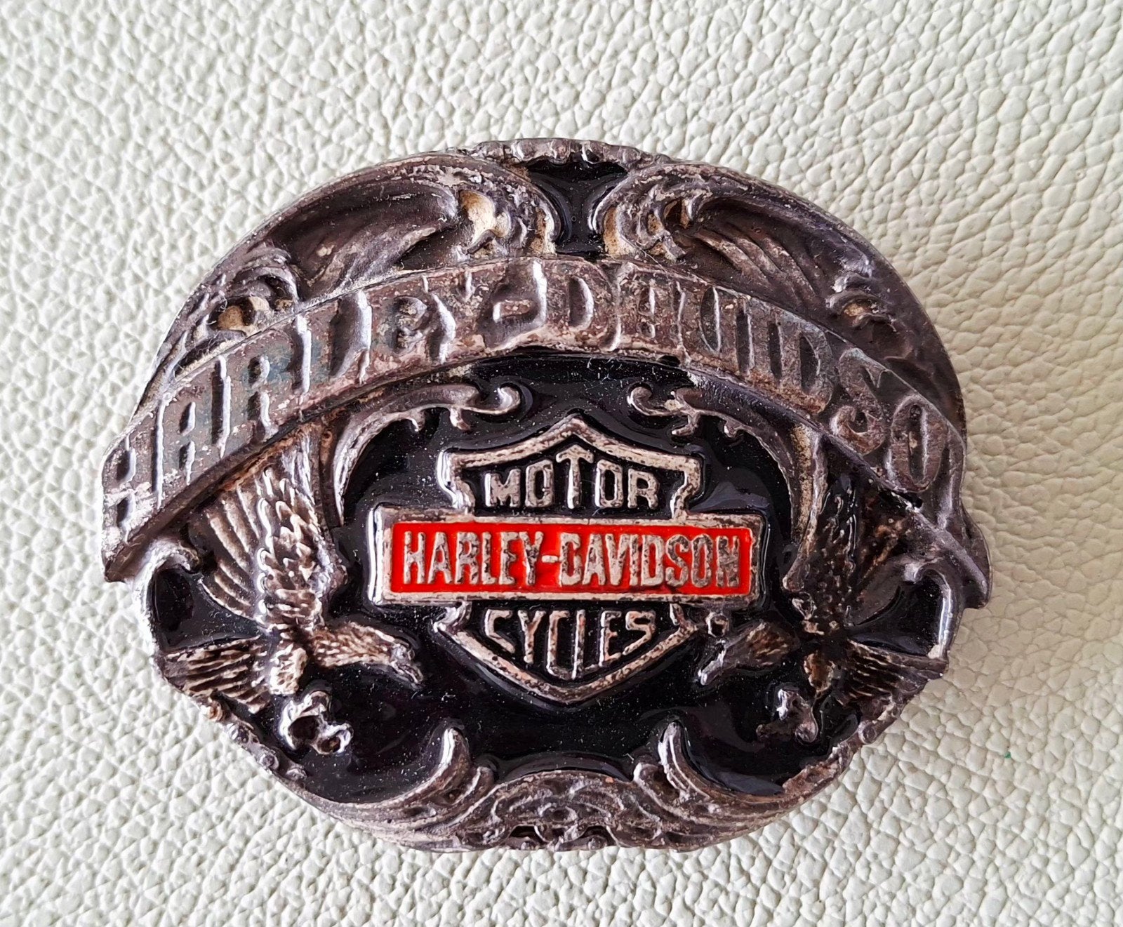 VINTAGE HARLEY DAVIDSON BUCKLE HAND MADE OFFICIAL LICENSED, Kleding | Heren, Riemen en Ceinturen, Ophalen, Losse buckle of gesp