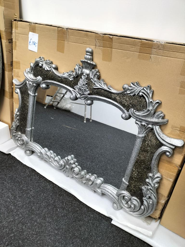 Barok spiegel J051 - 85x117cm - Zilver/Zwart, Ophalen, ., 100 tot 150 cm, Nieuw