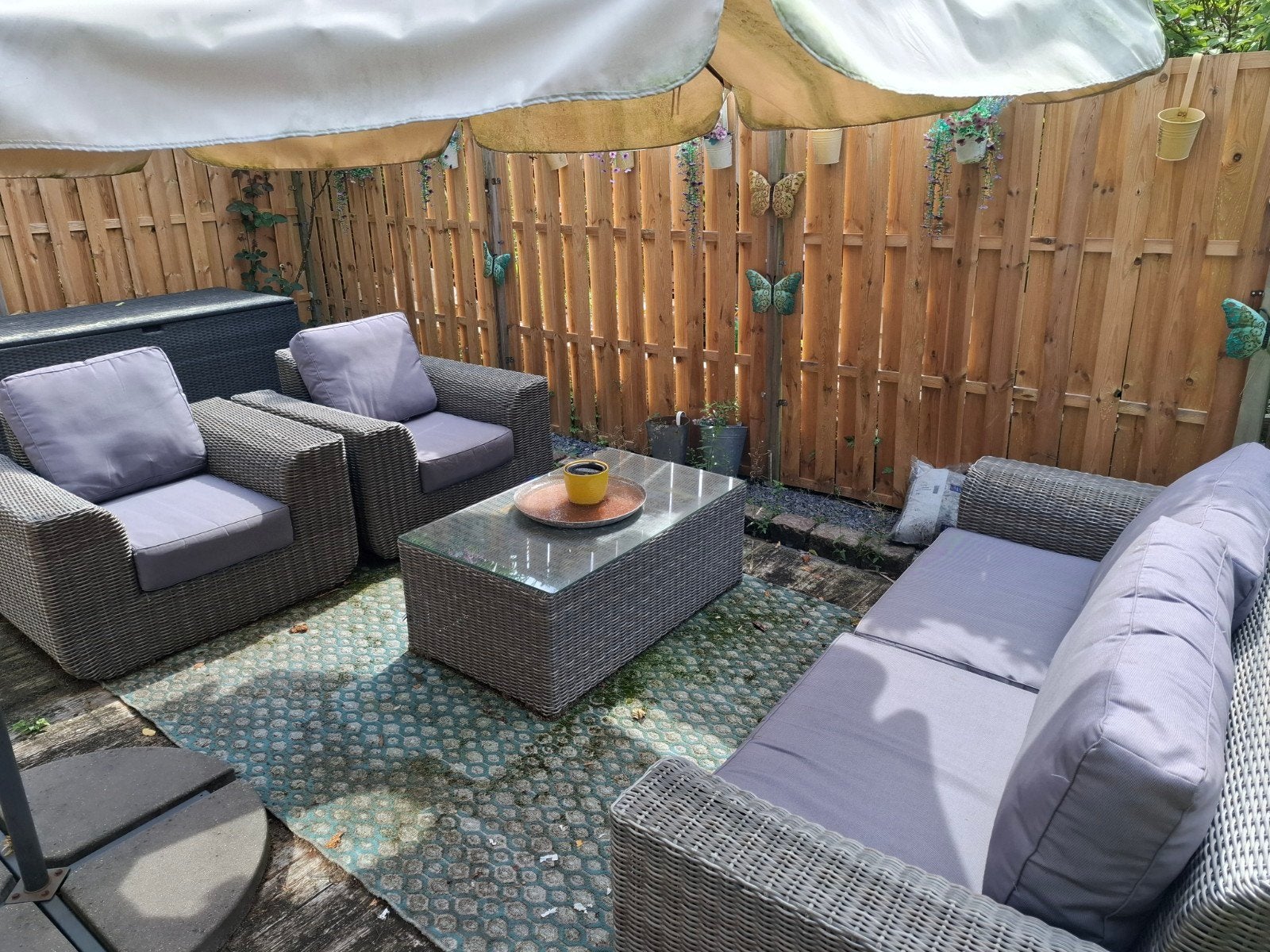 lounge set, Ophalen of Verzenden, Gebruikt, Wicker, Bank