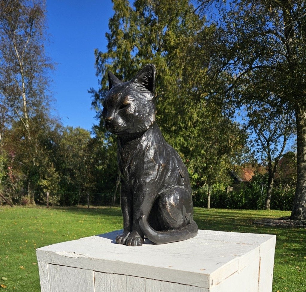 POES /BRONZEN BEELD / KAT, Tuin en Terras, Tuinbeelden, Dierenbeeld, Nieuw, Info@huisentuindecoratiemarie.nl, Huis en tuin decoratie marie