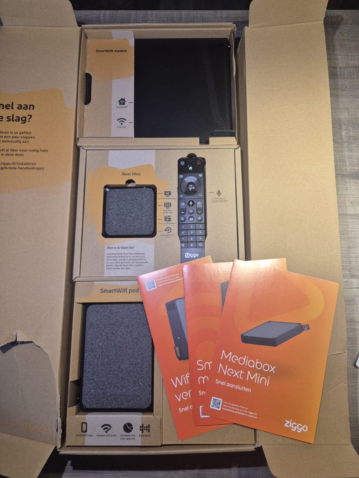 Ziggo SmartWifi modem + SmartWifi pod + Mediabox Next Mini, Ophalen, Nieuw