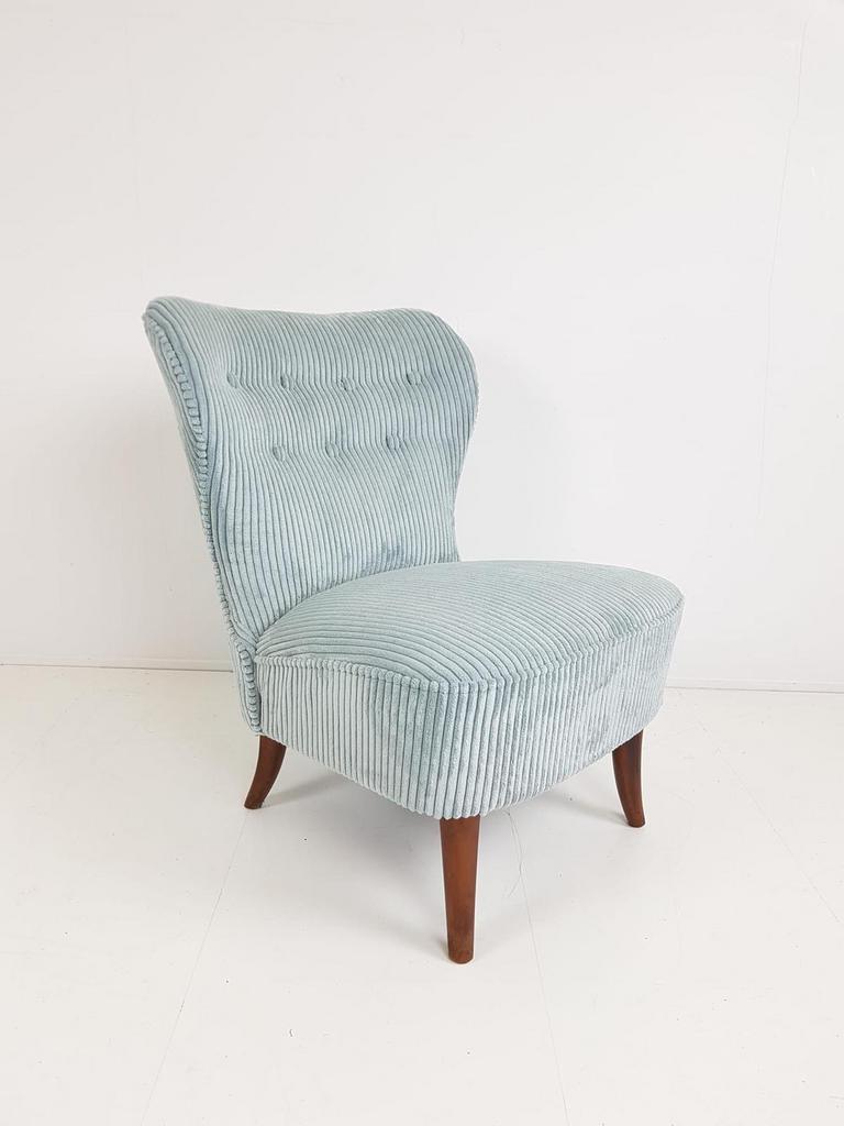 Artifort clubfauteuil cocktaistoel theo ruth licht blauw rib, Modern vintage, ., 75 tot 100 cm, Ophalen of Verzenden