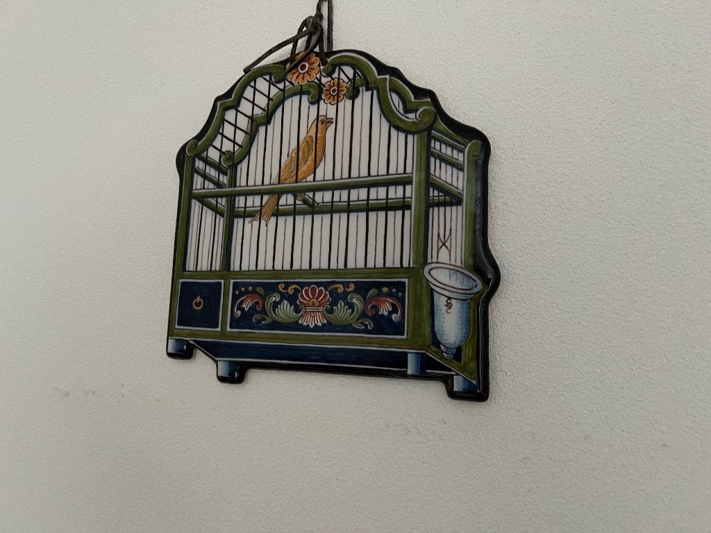 Koninklijke Tichelaar Makkum Vogelkooi Wandplaquette, Ophalen