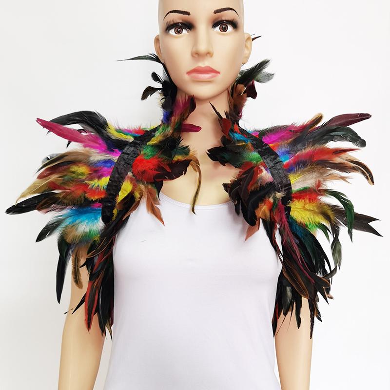 Regenboog dames victoriaanse veren bolero kraag gothic sjaal, Verzenden, Nieuw