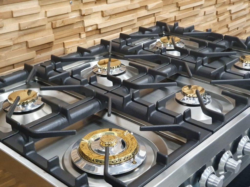 Luxe Boretti Fornuis 90cm rvs + rvs  300 oven 6 pits, Niet ingevuld, 60 cm of meer, Niet ingevuld, Ophalen of Verzenden