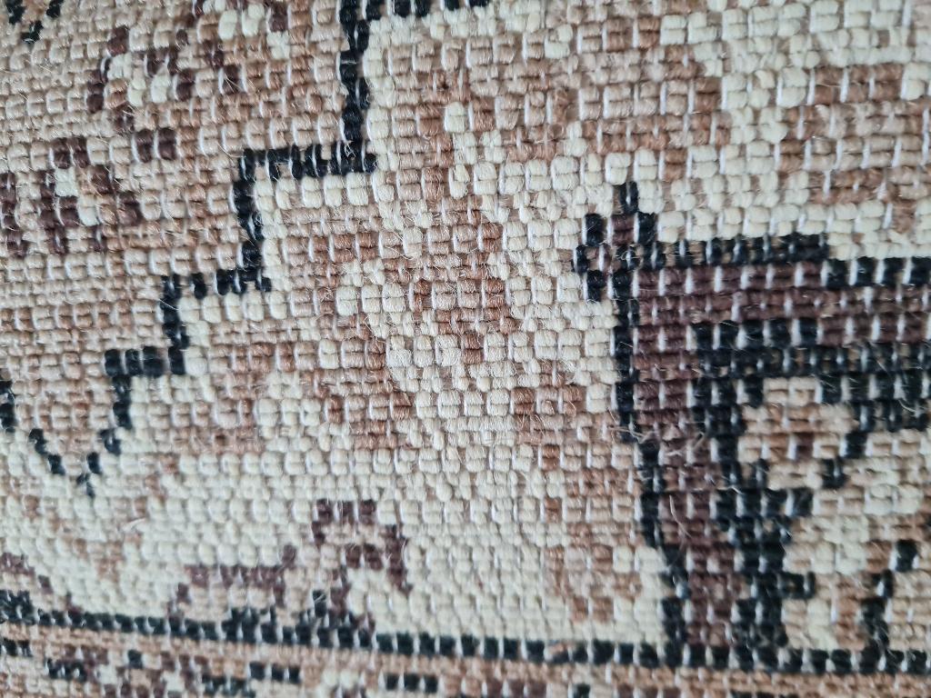 Vintage vloerkleed badmat deurmat bruin beige, Heikant 21 Kaatsheuvel, 50 tot 100 cm, Belle Vieille Brocante, Zo goed als nieuw