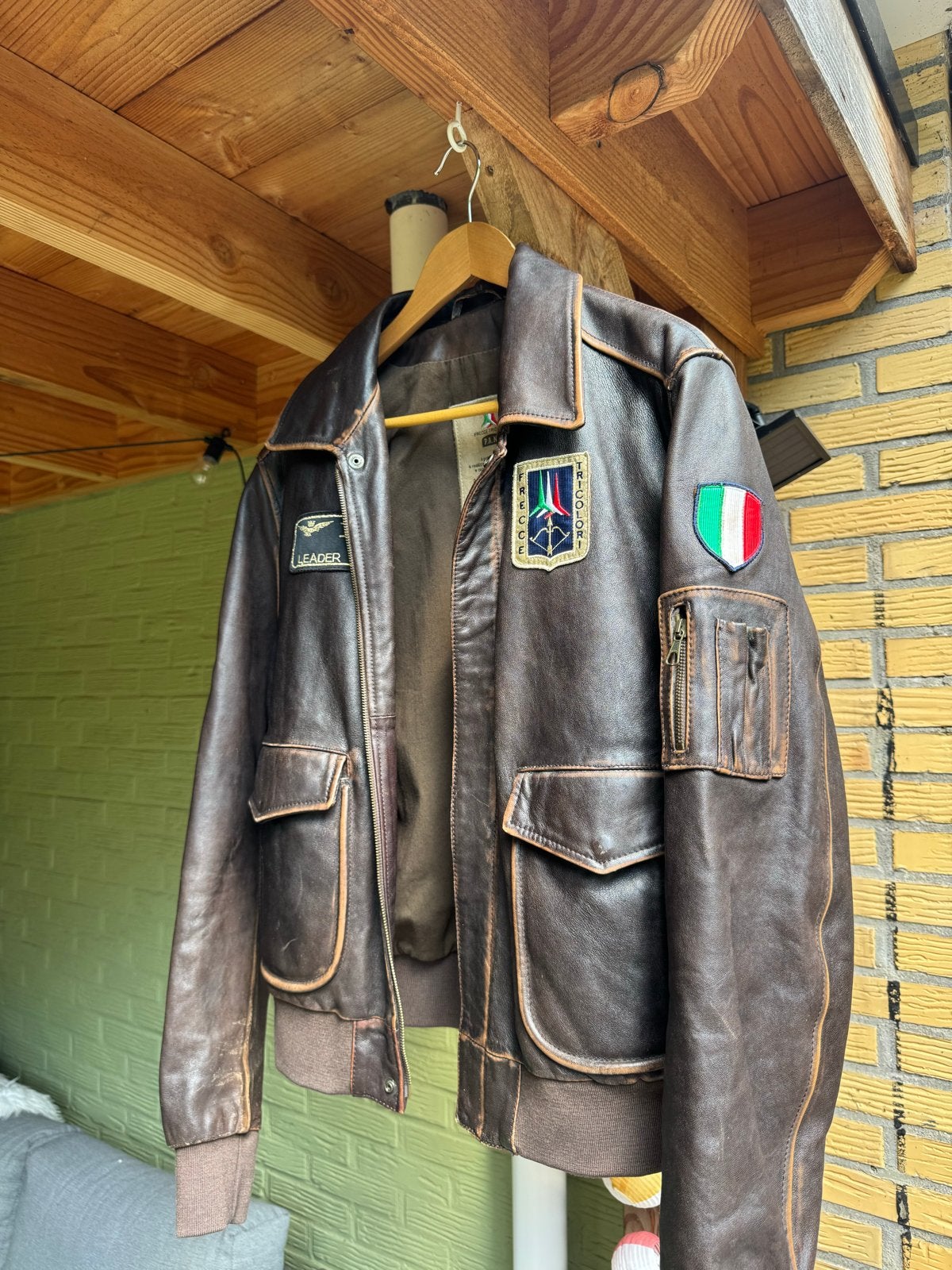 Aeronautica Militare Leren Jas - Maat 50 (M), Ophalen of Verzenden, Zo goed als nieuw, Maat 48/50 (M), Bruin