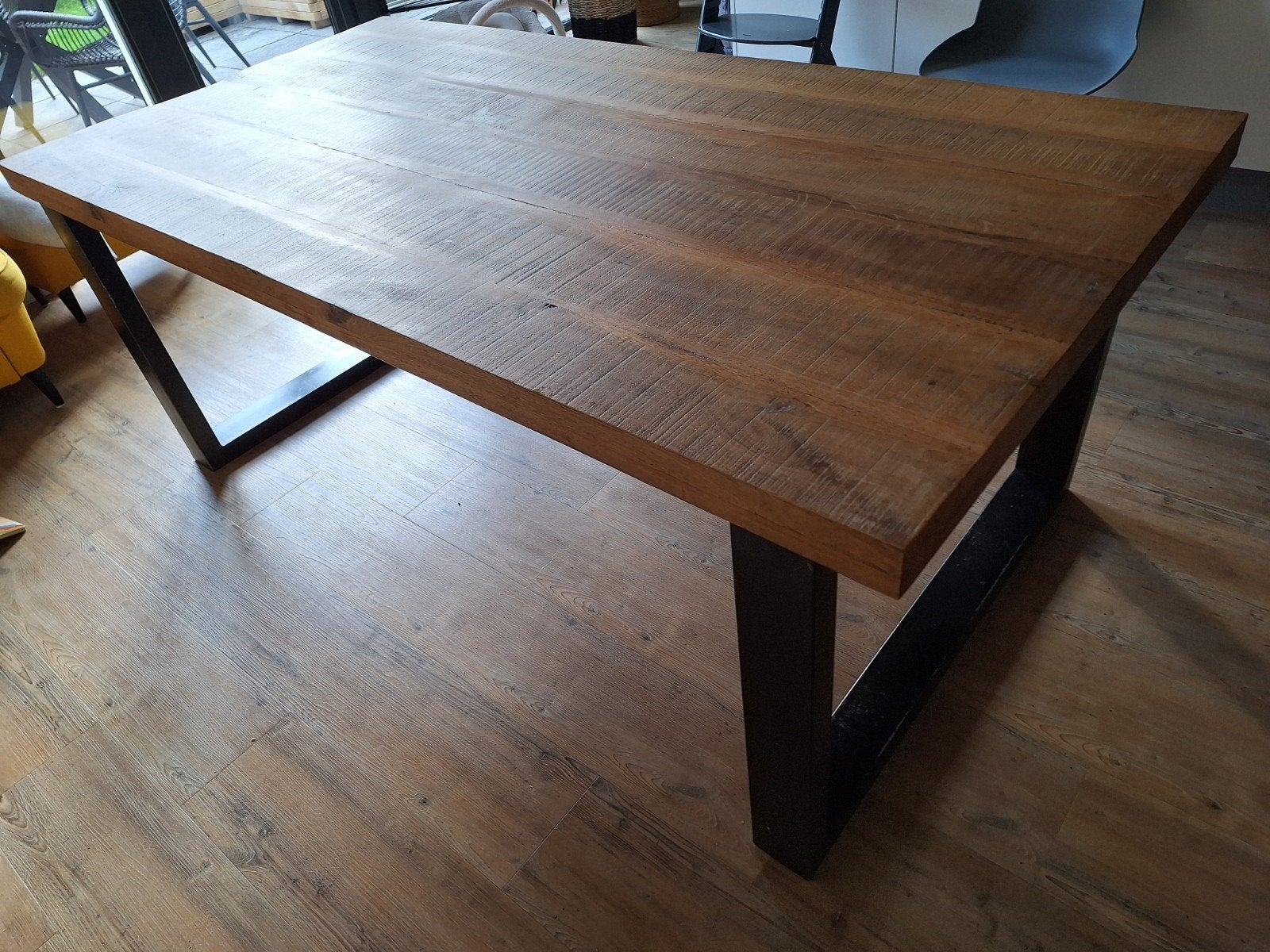 Mangohouten eettafel 100x200 cm, Ophalen, 50 tot 100 cm, Zo goed als nieuw, Vijf personen of meer