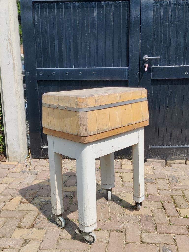 Vintage slagers hakblok, Huis en Inrichting, Ophalen, Gebruikt