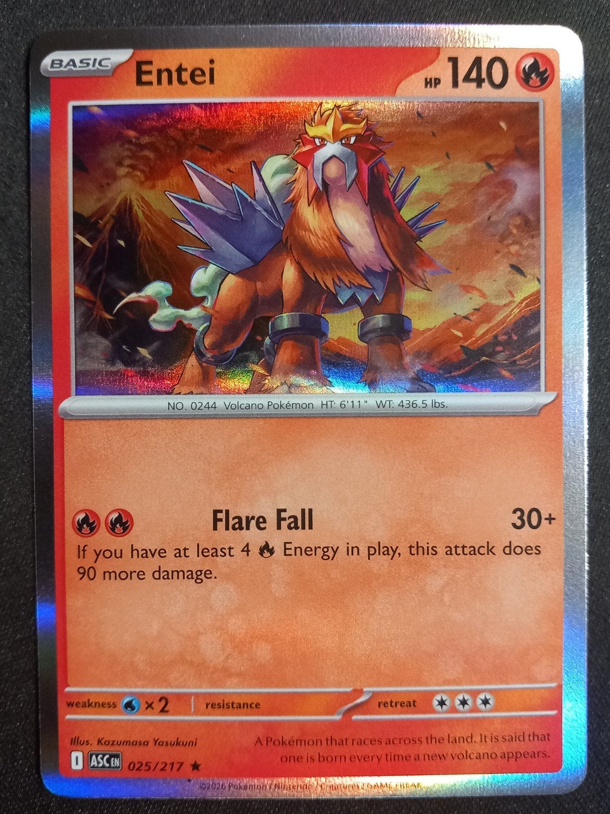 Pokemon Entei 025/217 Ascended Heroes Holo Excellent, Verzenden, Zo goed als nieuw, Losse kaart, Foil