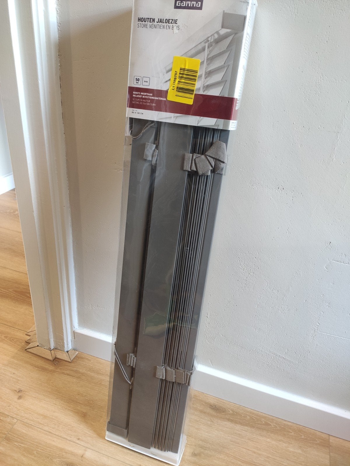 Nieuwe Gamma Houten Jaloezie 80x130 cm - Grijs - antreciet, Jaloezie, Overige merken, Hout, Nieuw